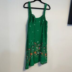 Vibrant Green Embroidered Midi Dress